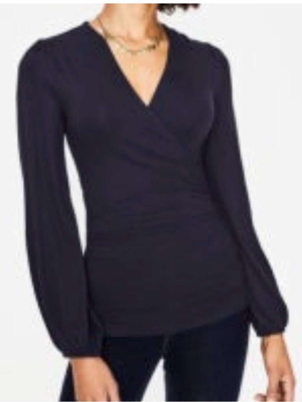 Boden black Wrap-Front Long Sleeve Blouse